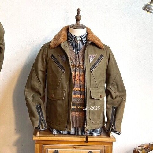 Mens Winter Casual Jacket Oil Waxed Canvas American Military Vintage Style Wool - Picture 24 of 46