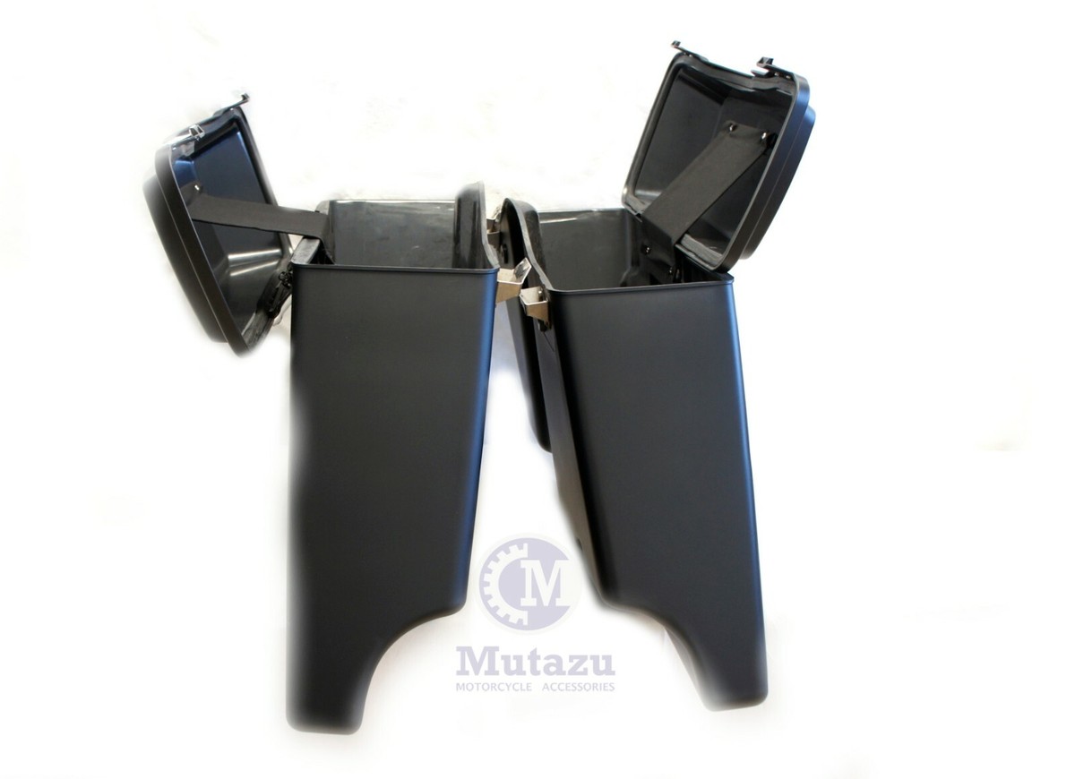Mutazu 4 Stretched Black Pearl Hard Saddlebags for Harley Touring 94