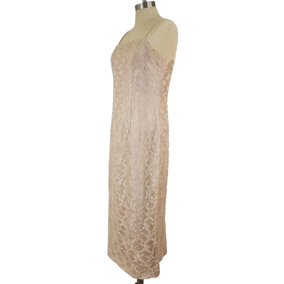 Alex Evenings Lace Cocktail Dress Midi Sleeveless Gold Sz 14  - Image 2 of 4