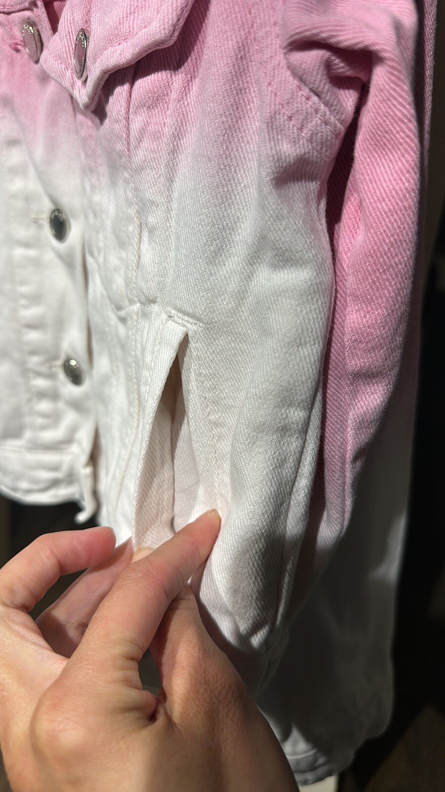 BLANK NYC Girls denim Jacket Pink And White Ombre Medium image 9