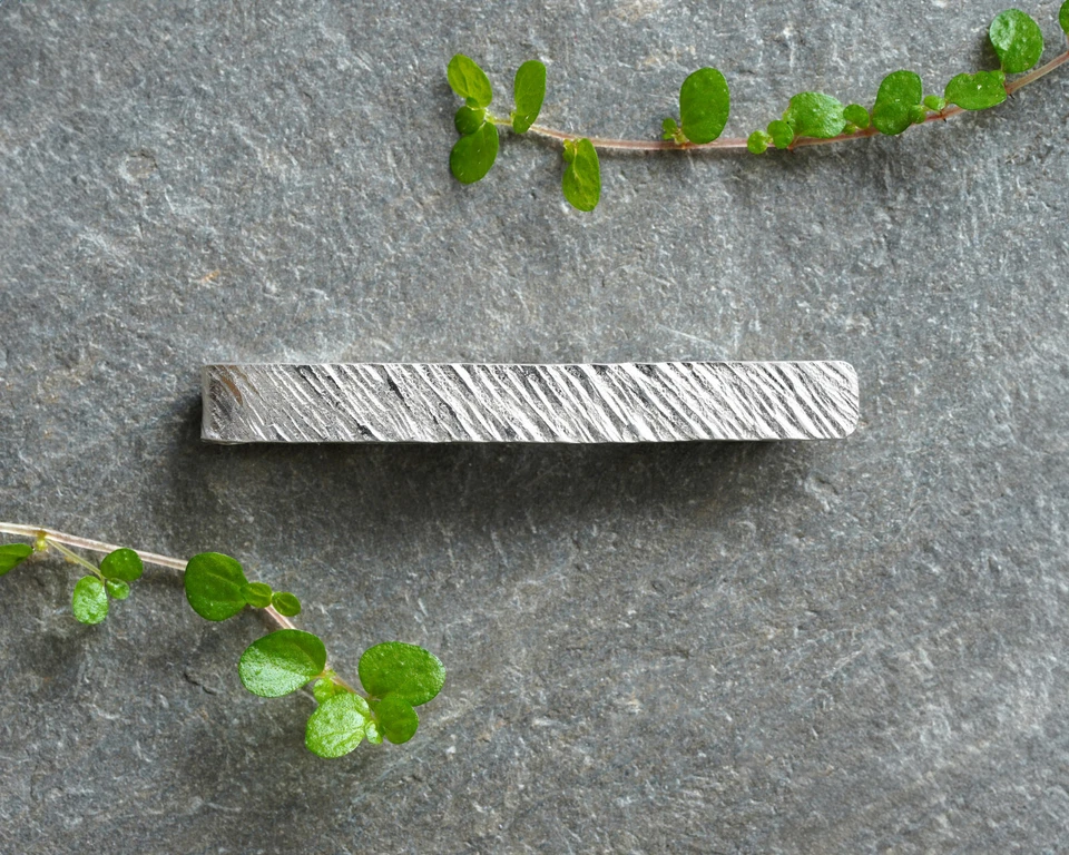 Solid Sterling Silver Tie Slide 6mm Wide With Textured, Handmade, Brand New - Image 3 of 3