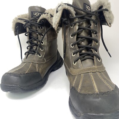 UGG Butte Lace Up Winter Snow Boots Men's Sz 9.5 M Brown Leather
