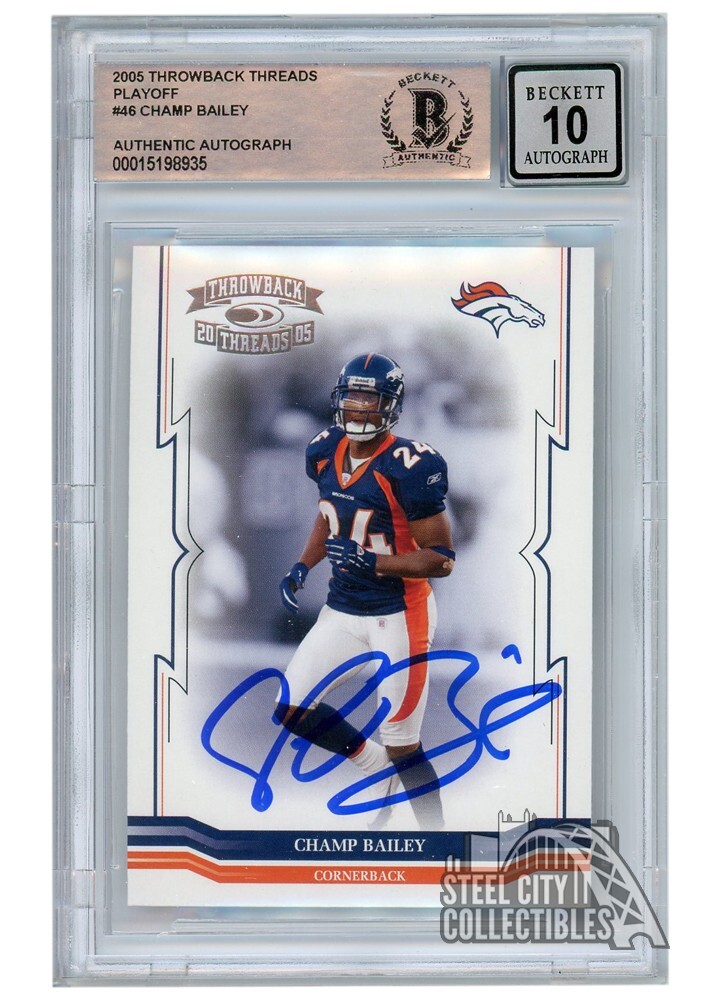 Champ Bailey 2005 Donruss Throwback Threads Playoff Autograph Card #46 BAS 10