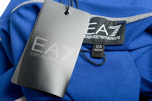 Emporio Armani EA7 Boys Bright Blue Long Sleeve Logo Print Crewneck T-Shirt - Picture 6 of 6