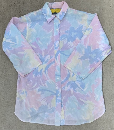 Vintage donnkenny Blouse Multicolor Pastel 80s 1980s 90s MLOne Size Grandmacore - Picture 2 of 12