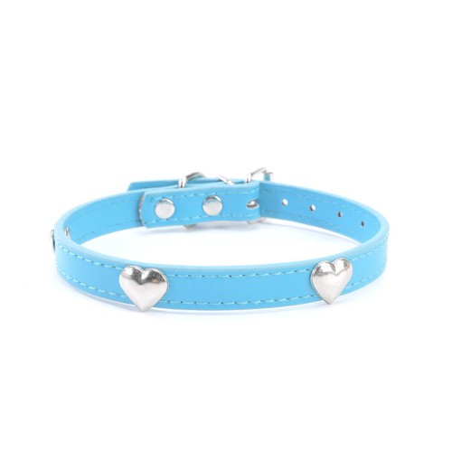 Collier réglable à la mode pour petits animaux chien chiot collier en cuir PU avec coeur - Photo 20 sur 31