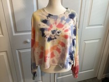 So Lounge Life Women  s Multi colored Tie Dye Cropped Sweatshirt Size L