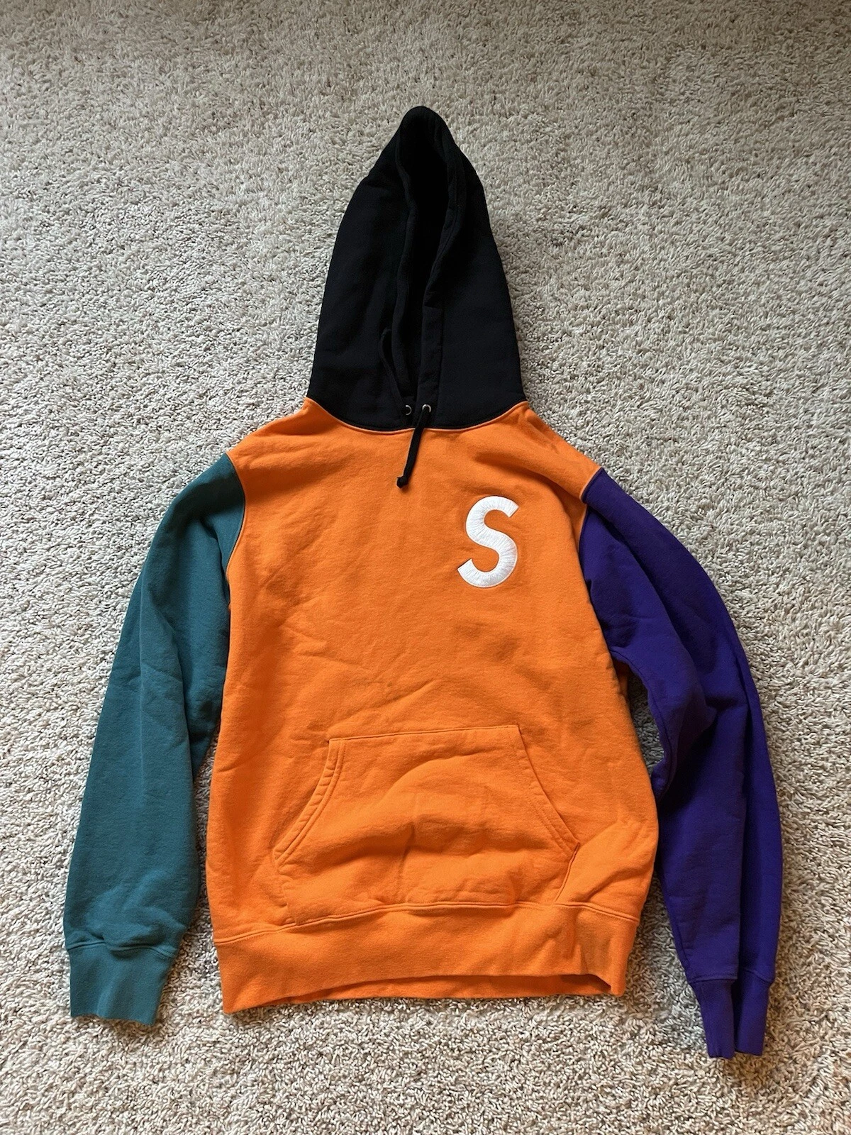 Sweat à capuche orange avec logo Supreme S coloré ?LIVRAISON RAPIDE?