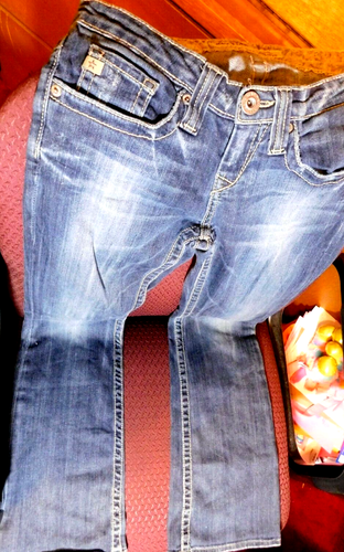 Big Star~Women's Sweet Ultra Low Rise Blue Distressed Jeans 28" x 28.5" - Photo 4 sur 12