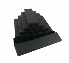 Plain Black Long Thin Postal Saver Pendant Bracelet Box with Flocked Insert 