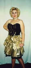 80's Prom Dancing Dress Taffeta Bodice Sequin Sleeveless knee Puff Skirt C/D Cup