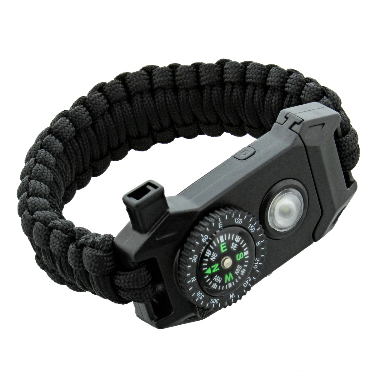 SDS Survival Paracord Bracelet - Black 7-in-1 Camping Tactical Bracelet