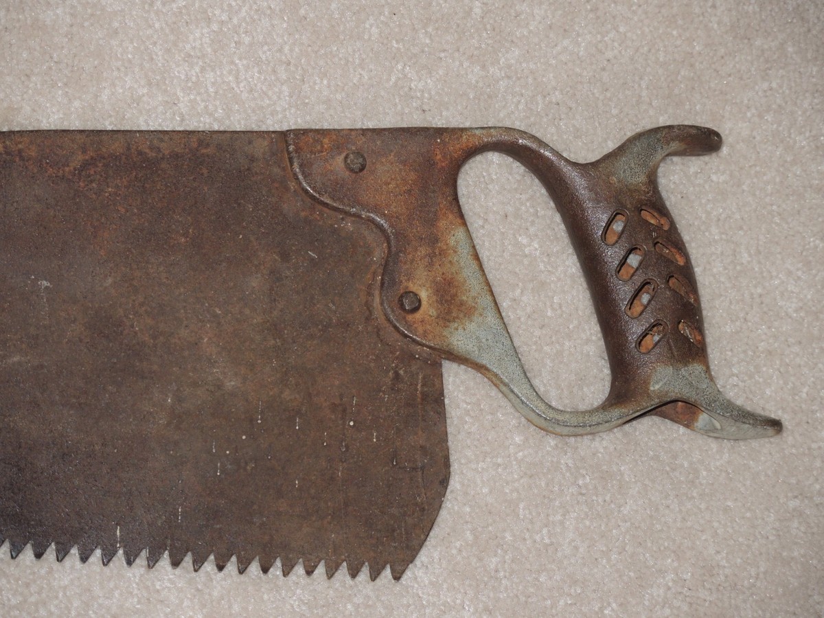 Vintage Antique 29.5” (4 TPI) Large Hand Saw Big Teeth Metal Vintage Antique 29.5” (4 TPI) Large Hand Saw Big Teeth Metal