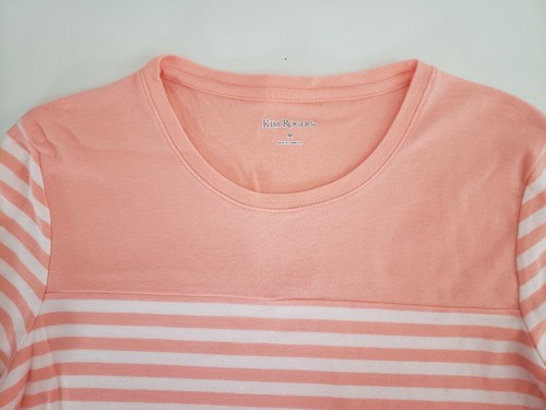 Camisa para mujer Kim Rogers rosa manga larga a rayas cuello redondo nueva sin etiquetas - Imagen 4 de 8