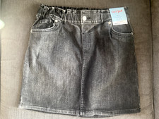 Cat  Jack Skirt Girls XL 14/16 Black Denim Paperbag Waist Super Stretch NWT