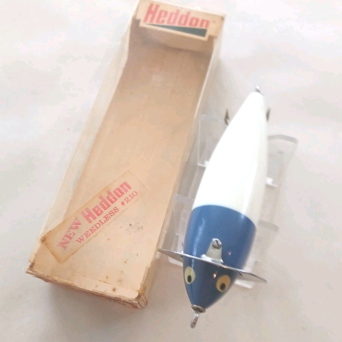 Vintage EX Heddon Surface Weedless 210 BH (Blue Head/White) Lure