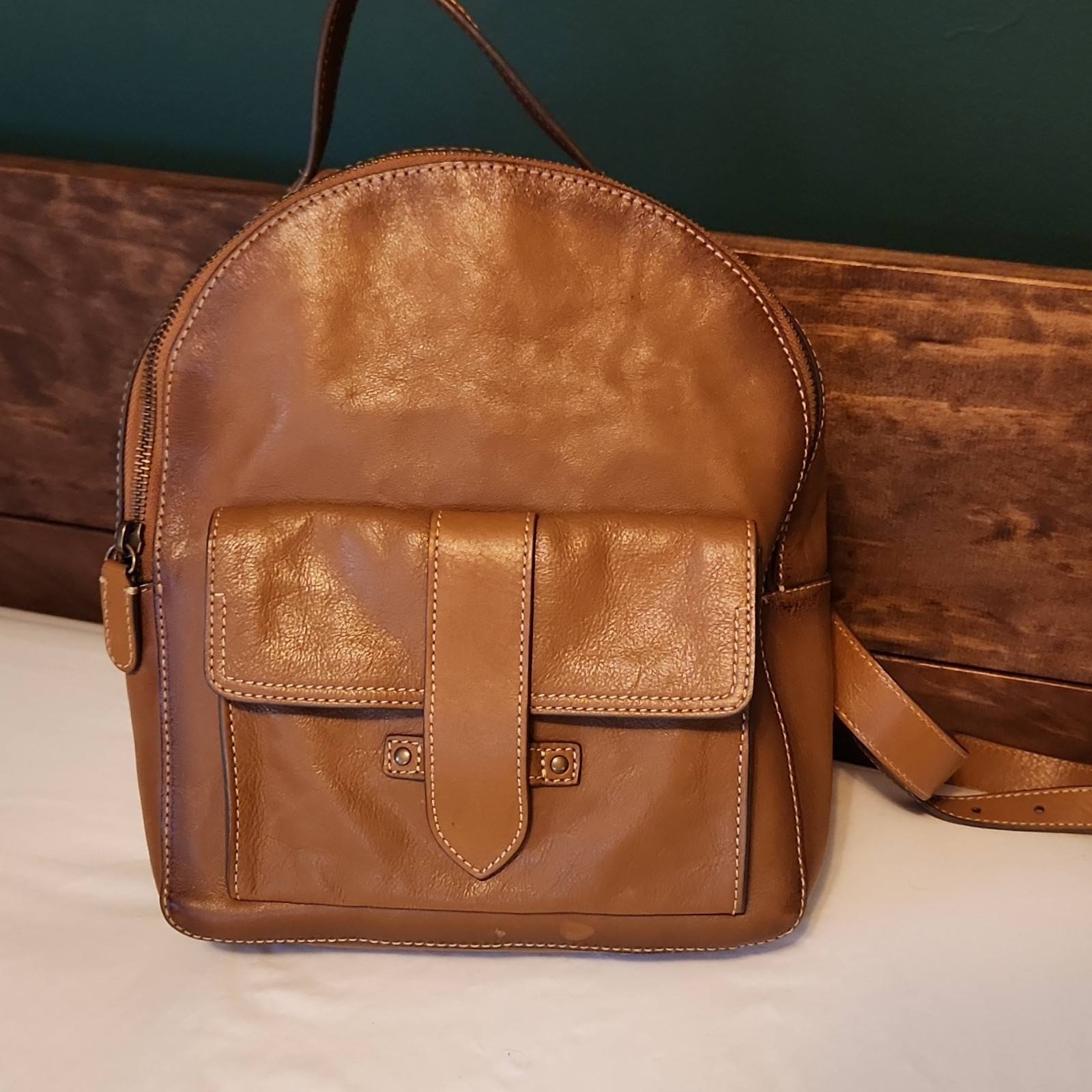 Frye Brown/Tan Backpack Adjustable Strap Pockets … - image 1