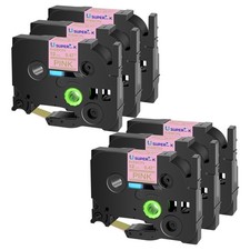 6-Pack TZE-RE34 12mm Gold on Pink-Brother Compatible Decorative Label Ribbon