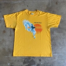 70s VINTAGE WEST PALM BEACH FLORIDA SURFER SOUVENIR T-SHIRT SZ L SURFING SURF