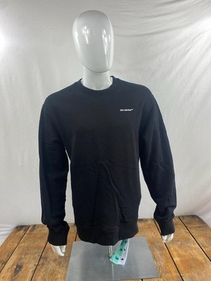 OFF-WHITE atemberaubender schwarzer Herrenpullover mit Wellenumrandung und Rundhalsausschnitt Größe Large UVP 495 £