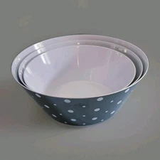 Set Of 3 Temptations Melamine Nesting/ Mixing/ Serving Bowls White Polka Dot 
