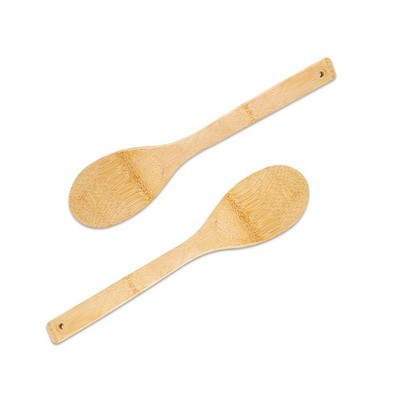 Wooden Spoons for Cooking, Bamboo Nonstick 12'' Kitchen Utensils, 2-Piece