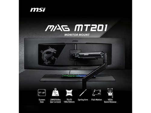 MSI MAG MT201 - Premium Heavy Duty Single Monitor Stand Arm, Supports 17-49" - 第 4/5 張圖片