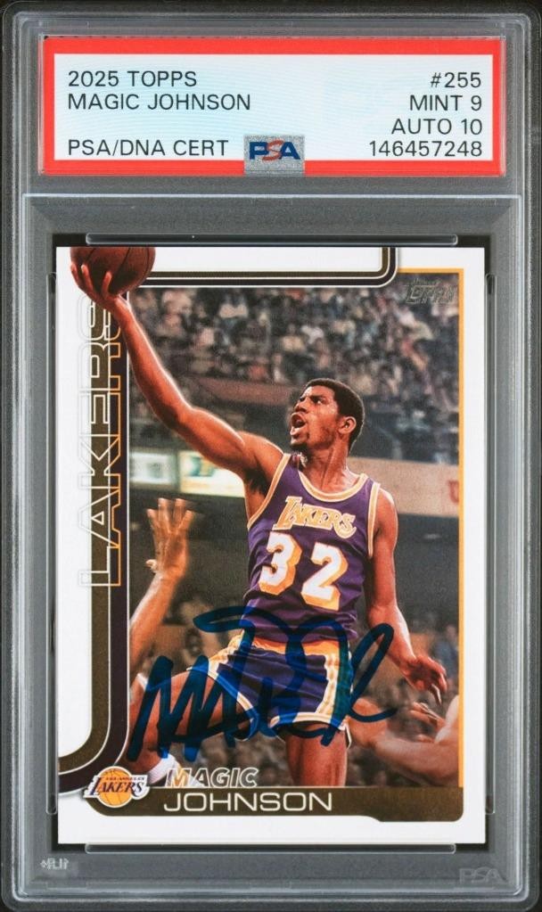 2025 Topps Magic Johnson #255 Auto - PSA / DNA - Mint 9, Auto 10