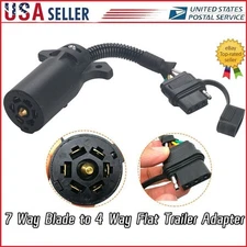7-Way Round RV Blade to 4-Way Flat Trailer Adapter Wiring Connector Plug 7/4 Pin