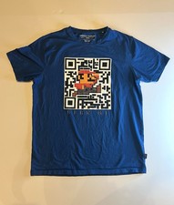 Size Youth Large Nintendo Super Mario Bros QR Code Jumping Graphic T-Shirt Blue