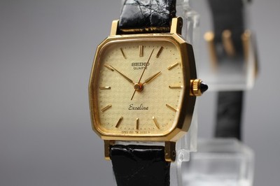 Vintage 1989 [N MINT] Seiko Exceline 1221-5010 Gold Dial Qz