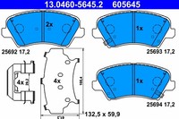 Bremsscheiben-BremsbeläGe-Kit ATE 13.0460-5645.2 Hyundai 58101-2VA00