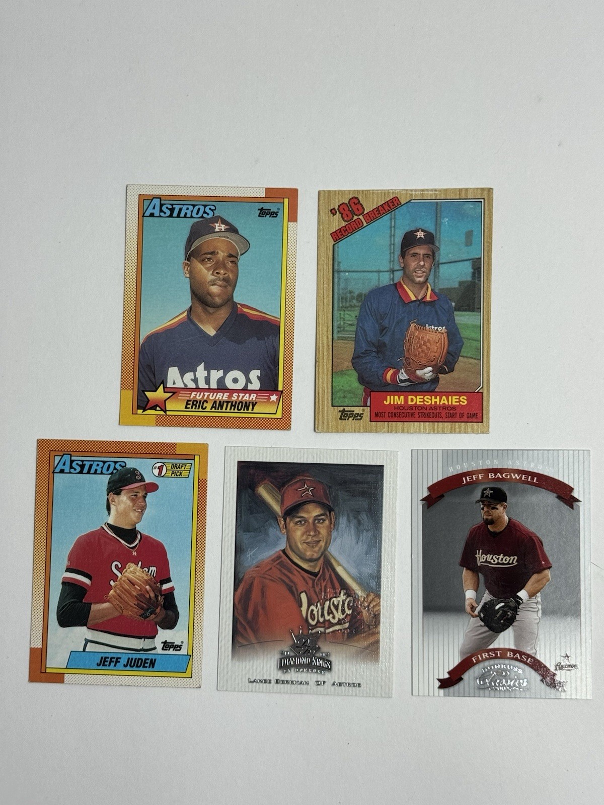 Houston Astros 5 Card Lot Jeff Bagwell Lance Berkman Eric Anthony RC Jim D