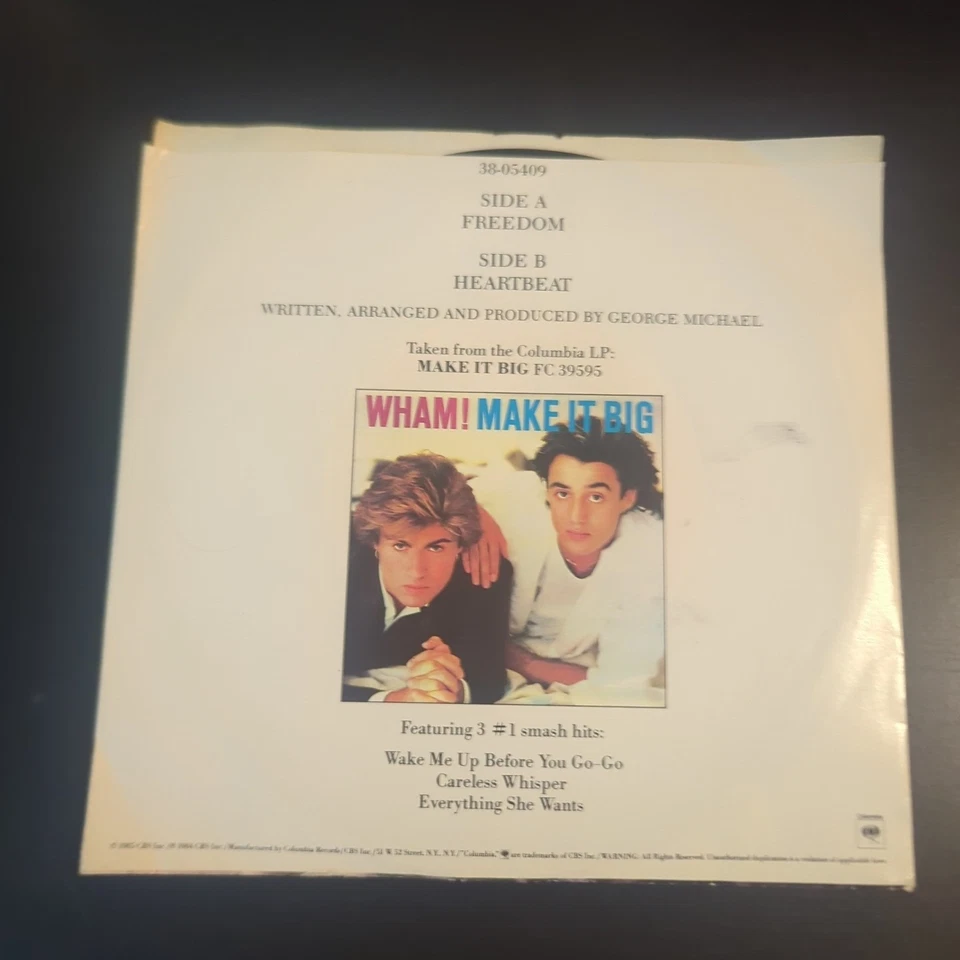 Wham! Freedom HEARTBEAT 38-05409 45 7" Single 1984 2 Songs George Michael 80s - Image 2 of 4