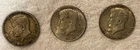 Lot Of 3 ~ 1964 KENNEDY Half Dollar Coins ~ Circulated ~ 90% Silver