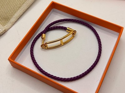 Hermès LF0262 Le Lis de Bru Tour   Lederarmband   Lila  Gold Hardware  gebraucht