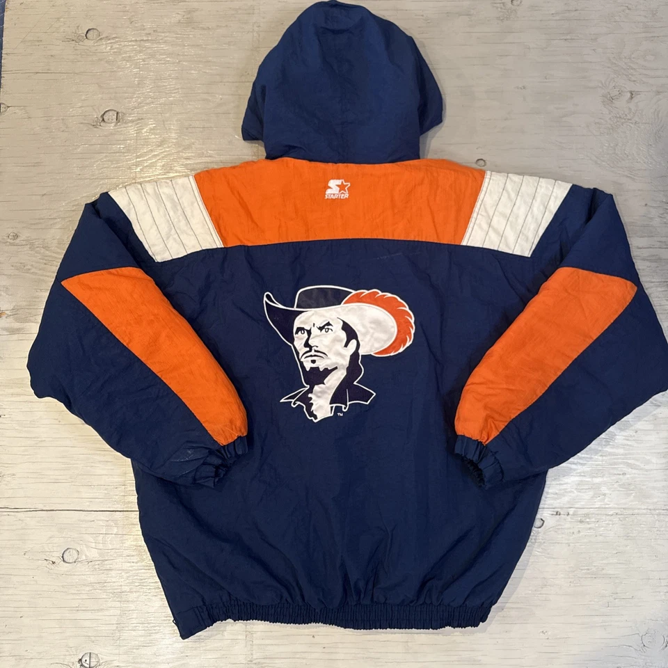 Vintage 90s NCAA Starter University Of Virginia Cavaliers 1/2 Zip Jacket Sz XL - Image 2 of 4