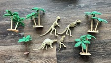 Vintage Set of 4 Dinosaur Skeleton Figures 3.75  - 6  with Trees