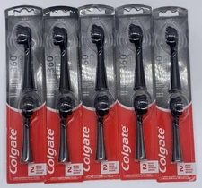 5PK Colgate 360 Charcoal ~ 2 Replacement Brush Heads Each ~ Soft Bristles ~ NEW!