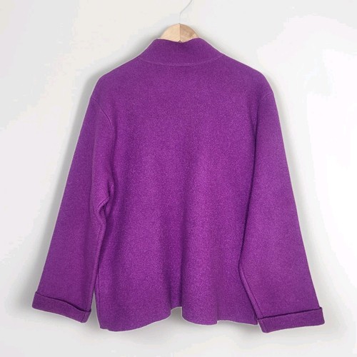 Eileen Fisher Womens Boiled Wool Jacket Full Zip Pockets Purple XL - Picture 3 of 6