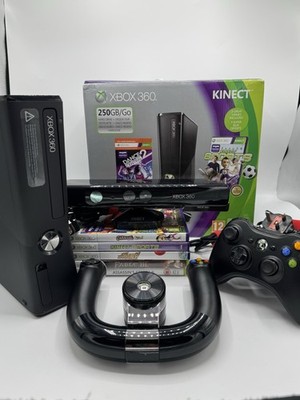 Xbox 360 S 250GB Kinect Bundle Boxed Wheel 5 Spiele getestet Original Microsoft