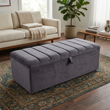 Ottoman Storage Box Footstool Blanket Toy Box Plush Velvet Upholstered Handmade