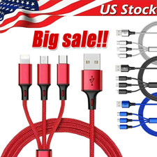 3 in 1 Fast USB Charging Cable Universal Multi Function Cell Phone Charger Cord