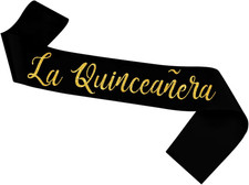 La Quinceañera Satin Sash 15th Birthday Party Decoration Black Gift Supplies