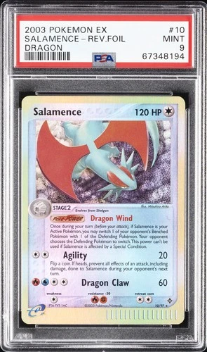2003 POKEMON EX DRAGON #10 SALAMENCE-REVERSE FOIL PSA 9