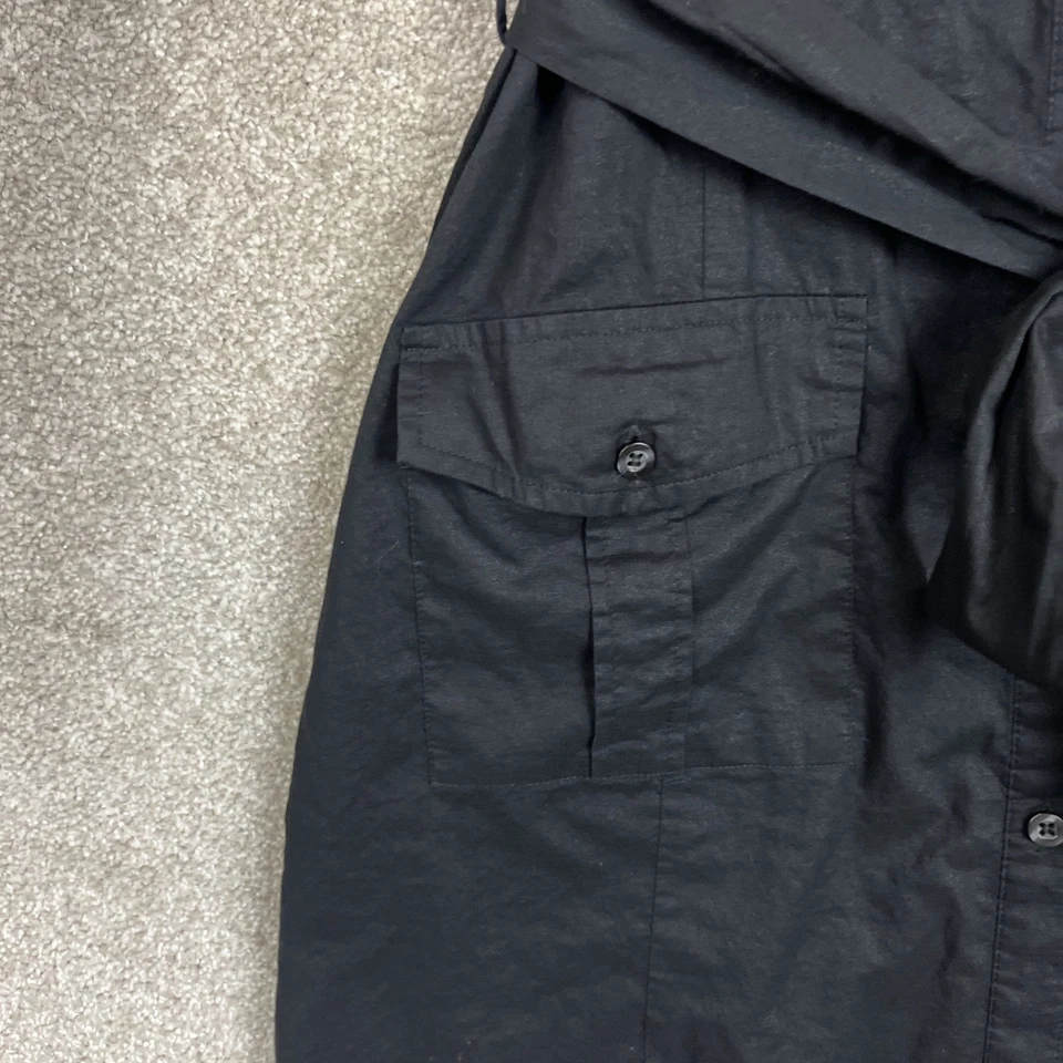 BCBG Maxazria 衬衫连衣裙女式中号黑色棉腰带纽扣前襟 - 3939 — 第 4/4 张图片