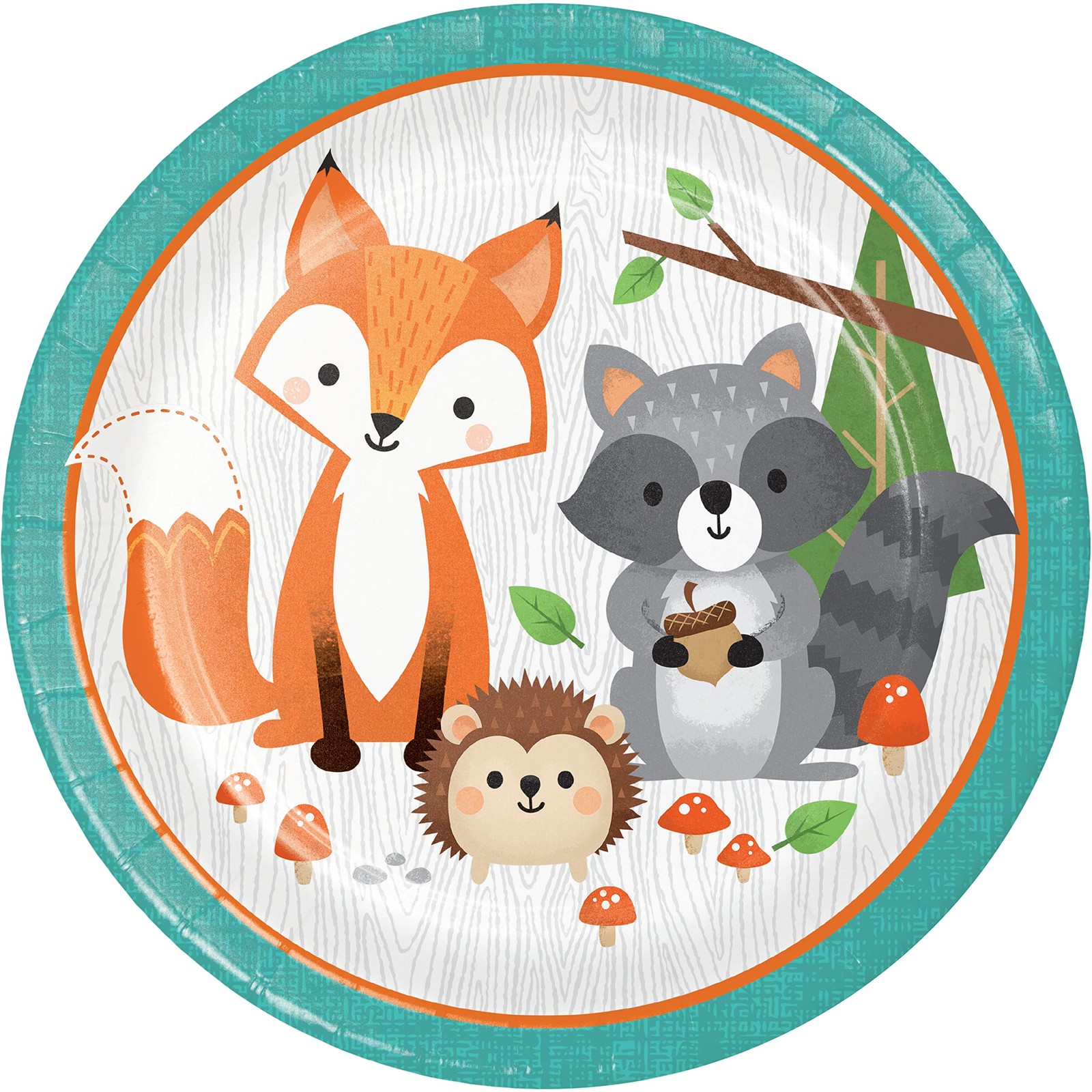 Creative Party PC343945 Бумажные обеденные тарелки Wild One Woodland Animals-8 шт, Mul