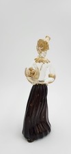 Vintage Murano Lady with Fruit Basket Hand Blown Art Glass figurine Gold flecks