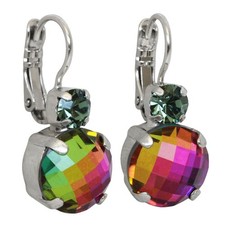 Mariana Medium Vitrail Rhodium Pltd Double Stone Checkered Cut Crystal Earrings