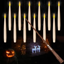 Flameless Taper Candles 12pcs 6.1" with Remote Timer Warm Light Decor